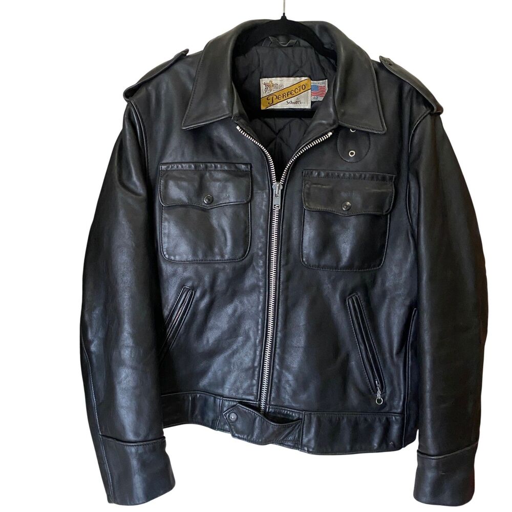 Schott Perfecto 610 Police Motorcycle Leather Jacket 1993 Vintage Size 42 Large
